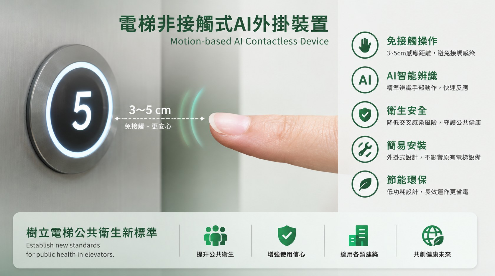 m'AI Touch contactless elevator device showcase